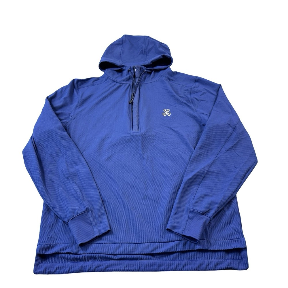 B.Draddy Sport Blue Hooded Performance Half Zip Golf Pullover Mens Size Medium